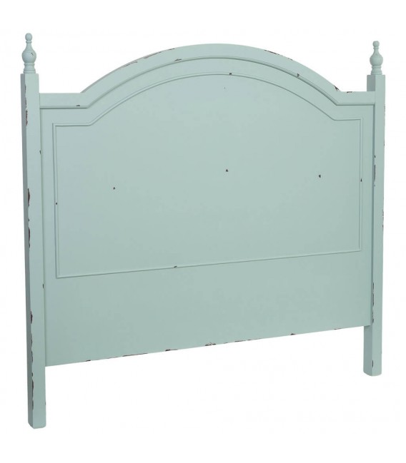 Cabecero clásico chic turquesa rozado negro de madera pino.