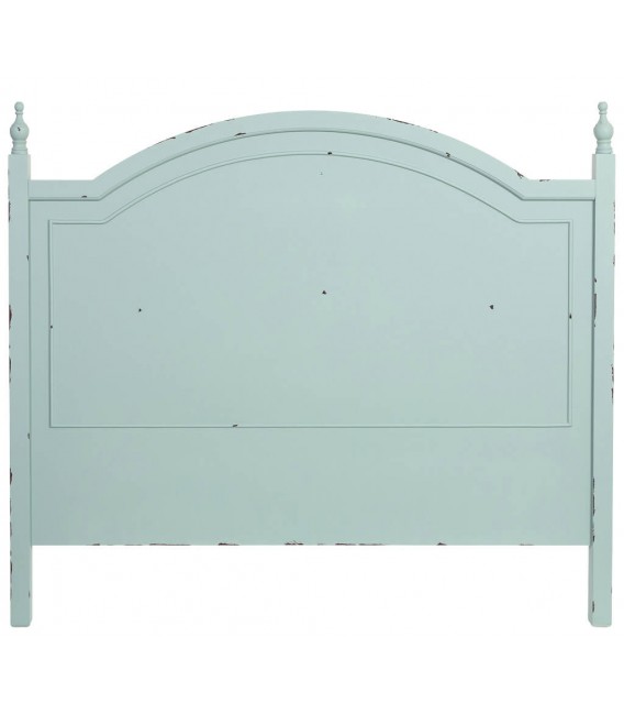 Cabecero clásico chic turquesa rozado negro de madera pino. 1