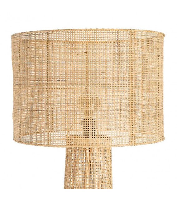 Lámpara de pie boho de ratán natural trenzado artesanal. 1