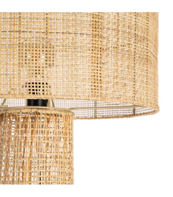 Lámpara de pie boho de ratán natural trenzado artesanal. 2