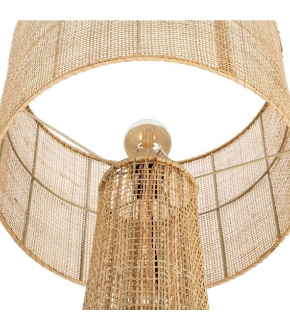 Lámpara de pie boho de ratán natural trenzado artesanal. 3