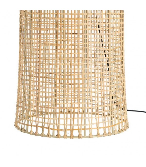 Lámpara de pie boho de ratán natural trenzado artesanal. 4