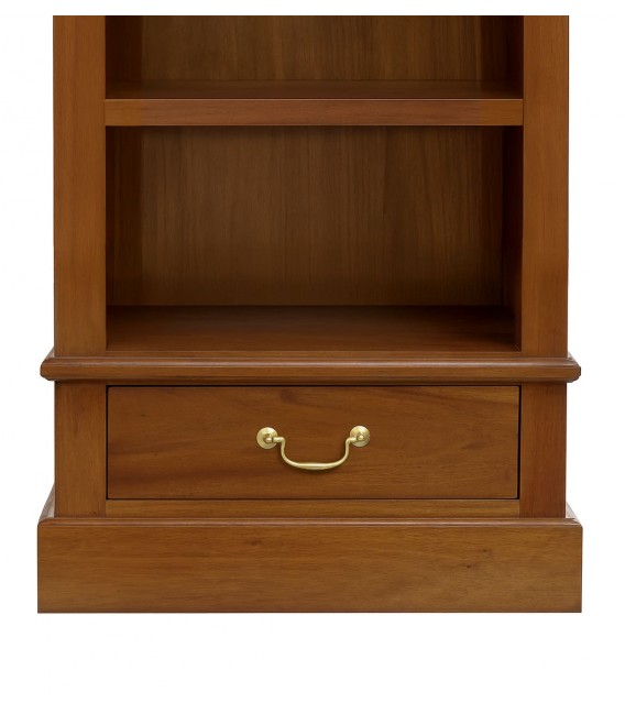 Estantería clásica madera caoba con cajón y tirador bronce. 1