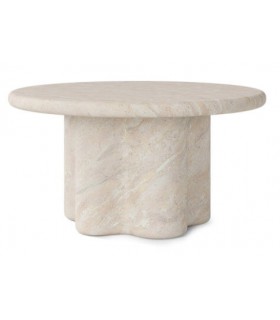 Mesa centro redonda microcemento travertino de diseño moderno.