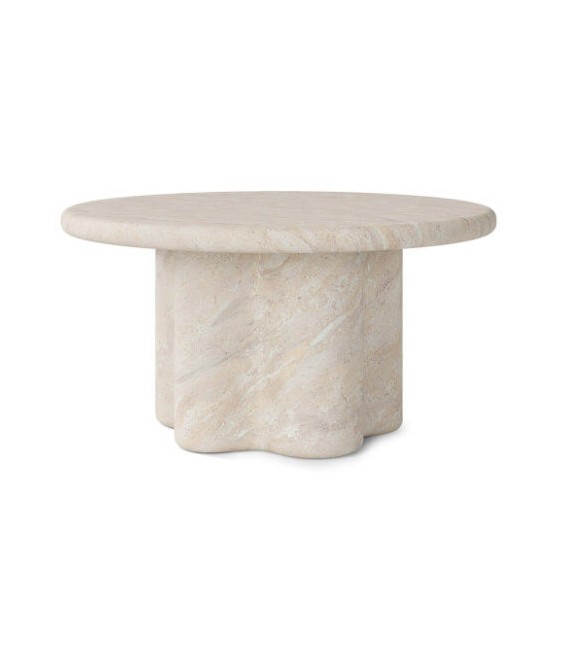 Mesa centro redonda microcemento travertino de diseño moderno.