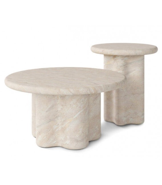 MESA DE CENTRO REDONDA 80 Ø X 40 LAORO MICROCEMENTO TRAVERTINO