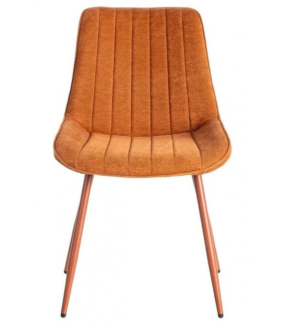 Silla tapizada verde contemporánea con patas metálicas finas. 1