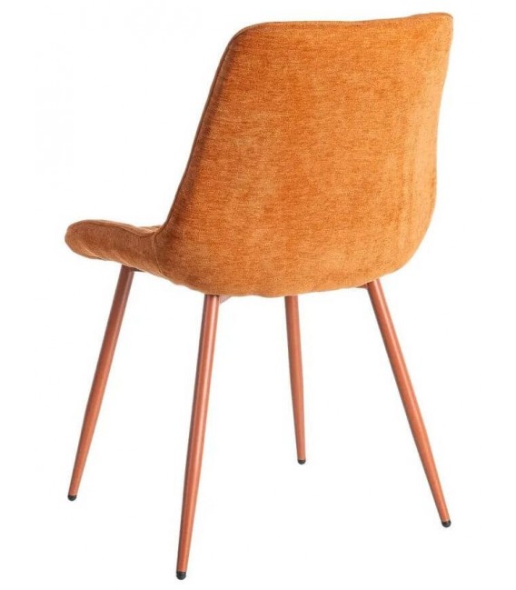 Silla tapizada verde contemporánea con patas metálicas finas. 3