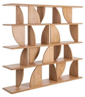 Estantería nórdica XL madera natural con diseño geométrico.