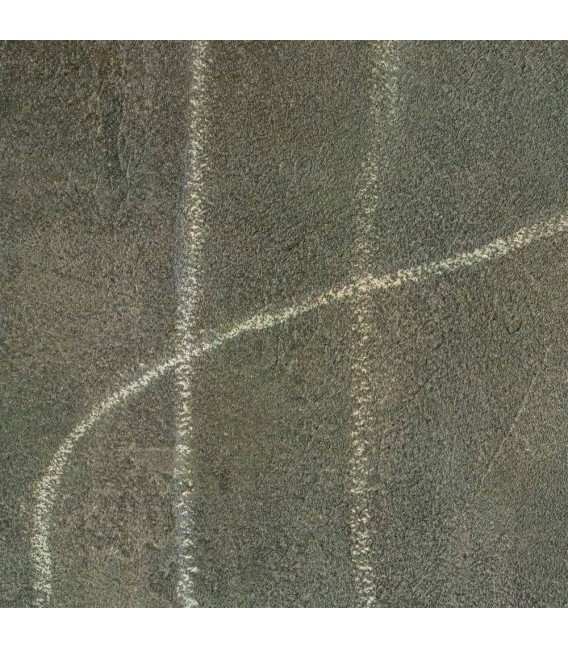 Cuadro grande abstracto verde pintado a mano con marco negro. 1