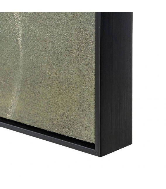 Cuadro grande abstracto verde pintado a mano con marco negro. 3