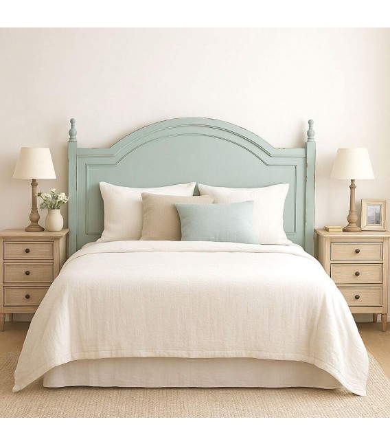 Cabecero clásico chic turquesa rozado negro de madera pino. Mdmhogar