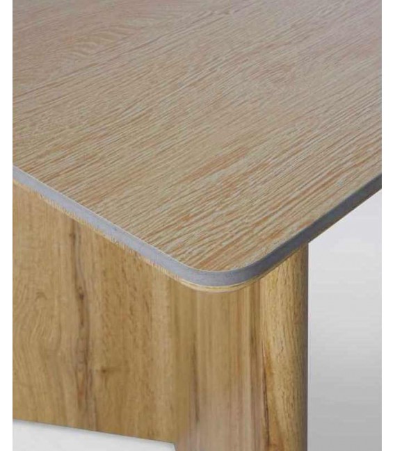 Mesa comedor rectangular roble natural y porcelánico moderno. 3