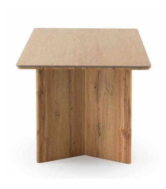 Mesa comedor rectangular roble natural y porcelánico moderno. 2