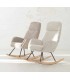 Sillón mecedora nórdico en chenilla blanca y madera natural. 5