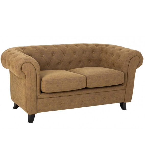 Sofá 2 plazas chester polipiel camel elegante y cómodo. 1