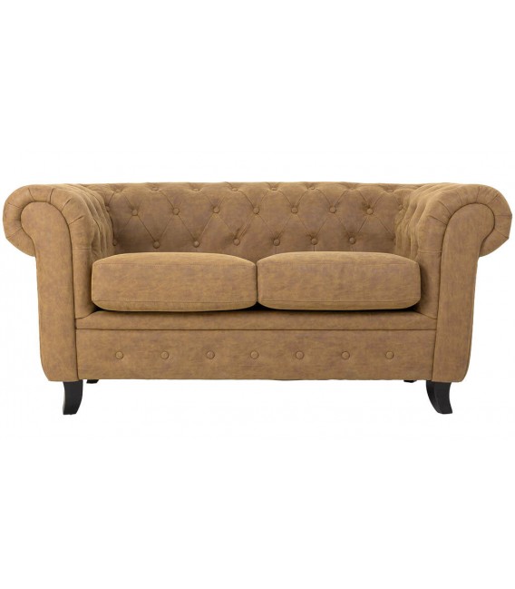 Sofá 2 plazas chester polipiel camel elegante y cómodo. 2