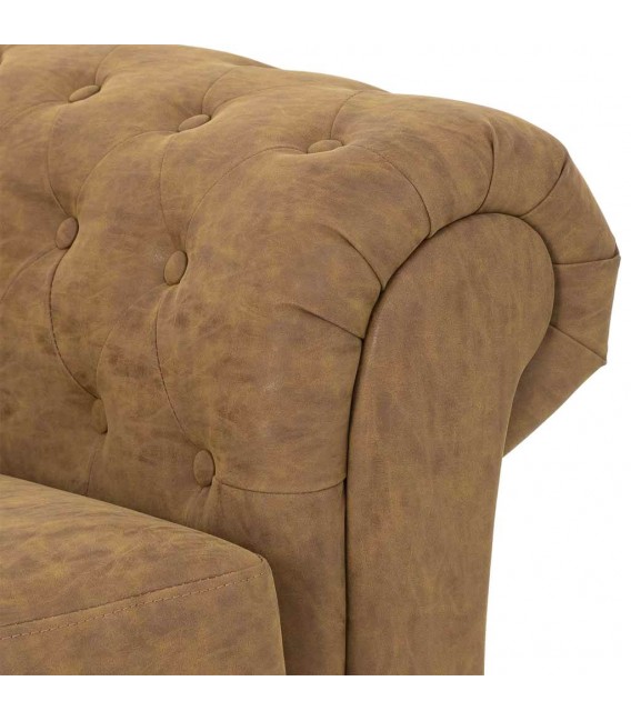 Sofá 2 plazas chester polipiel camel elegante y cómodo. 6