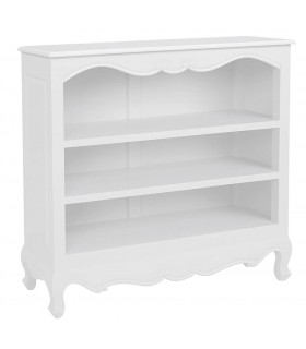 Estantería blanca clásica de madera tallada, elegante y funcional.