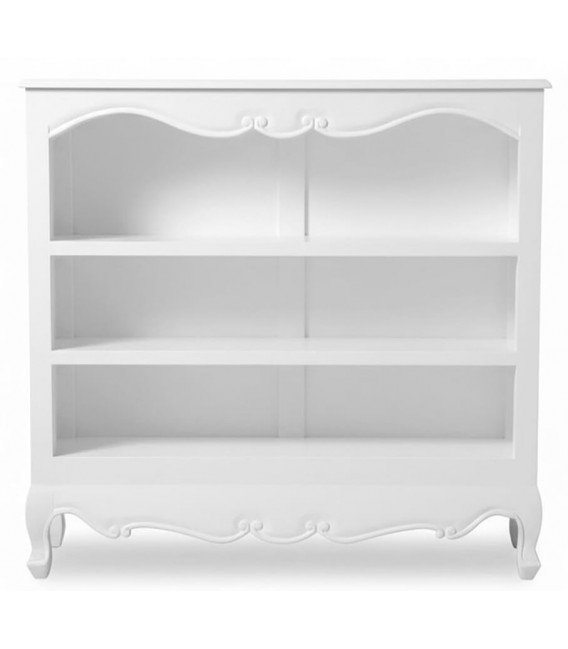 Estantería blanca clásica de madera tallada, elegante y funcional. 1