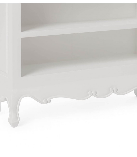 Estantería blanca clásica de madera tallada, elegante y funcional. 2