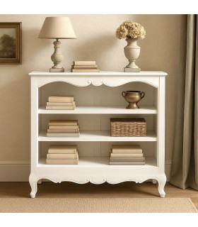Estantería blanca clásica de madera tallada, elegante y funcional. Mdmhogar