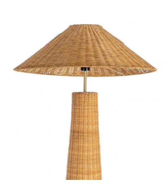 Lámpara de pie boho XL en ratán natural trenzado artesanal. 1