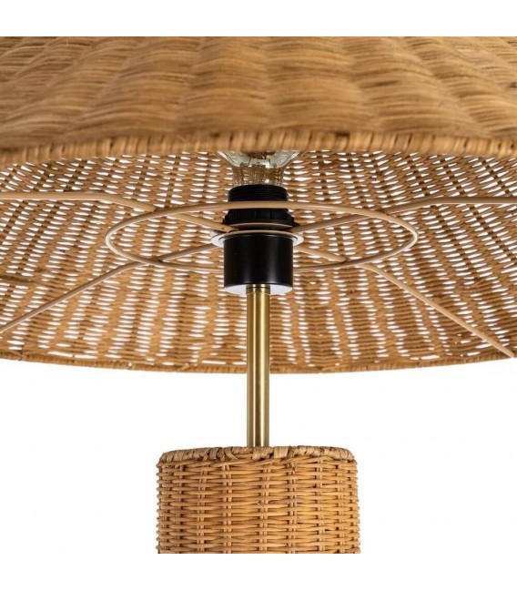 Lámpara de pie boho XL en ratán natural trenzado artesanal. 2