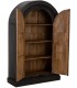 Armario étnico tallado negro con puertas arqueadas y estantes. 2