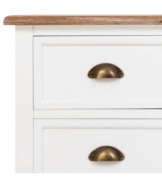 Mueble de TV rústico en madera natural y blanco con cajones. 4