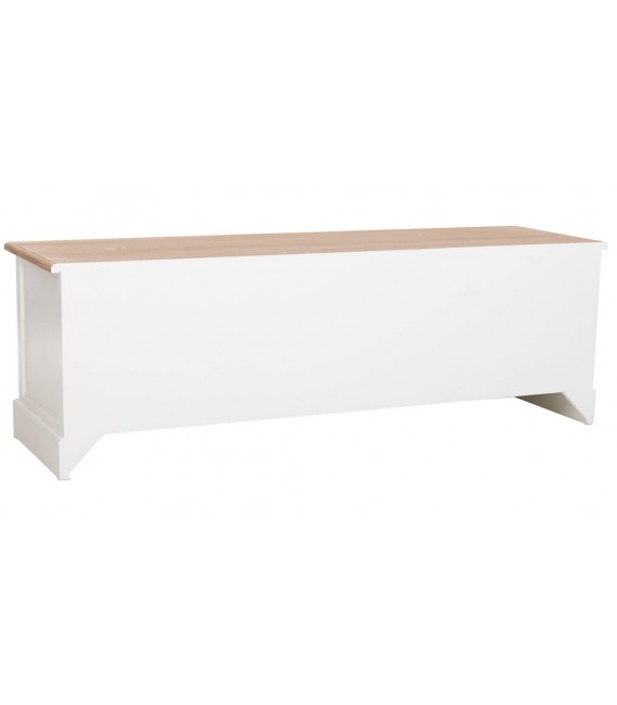 Mueble de TV rústico en madera natural y blanco con cajones. 3