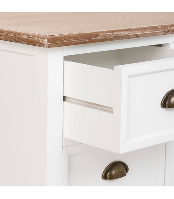 Mueble de TV rústico en madera natural y blanco con cajones. 5