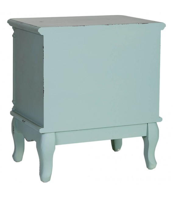 Mesita clásica chic turquesa rozado con 2 cajones de pino. 3
