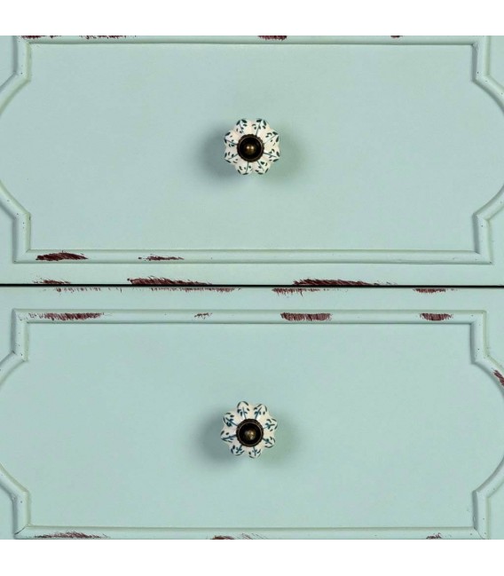 Mesita clásica chic turquesa rozado con 2 cajones de pino. 6