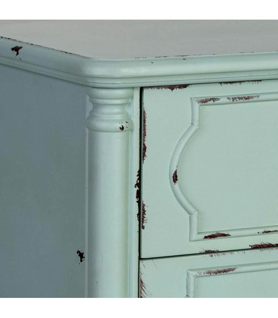 Mesita clásica chic turquesa rozado con 2 cajones de pino. 4