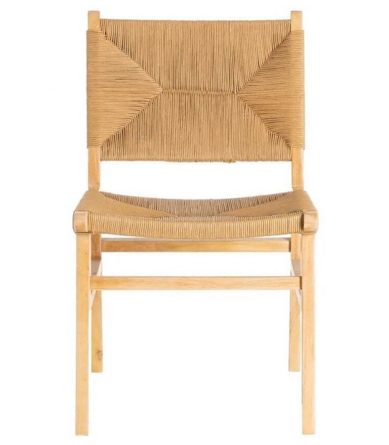 Set 2 sillas rústicas madera y cuerda trenzada natural artesanal. 1