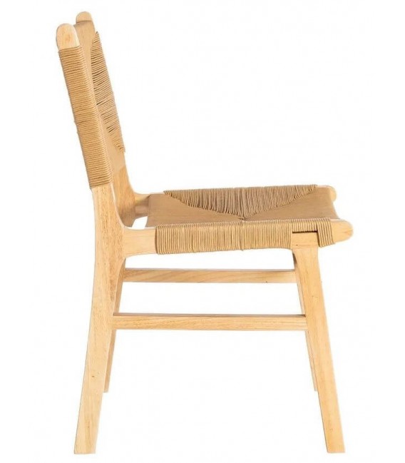 Set 2 sillas rústicas madera y cuerda trenzada natural artesanal. 2