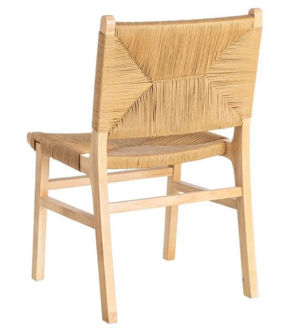 Set 2 sillas rústicas madera y cuerda trenzada natural artesanal. 3