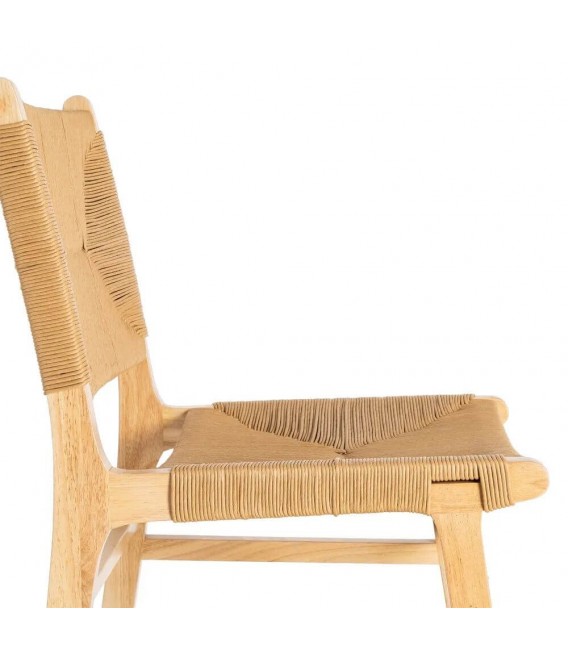 Set 2 sillas rústicas madera y cuerda trenzada natural artesanal. 4