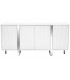 Aparador moderno blanco con estructura metálica cromada elegante. 1