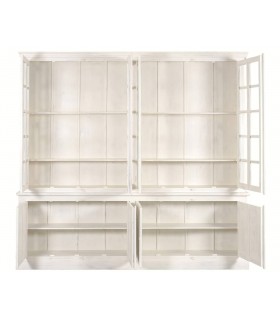Vitrina colonial blanca muy grande con puertas de cristal y madera. 1