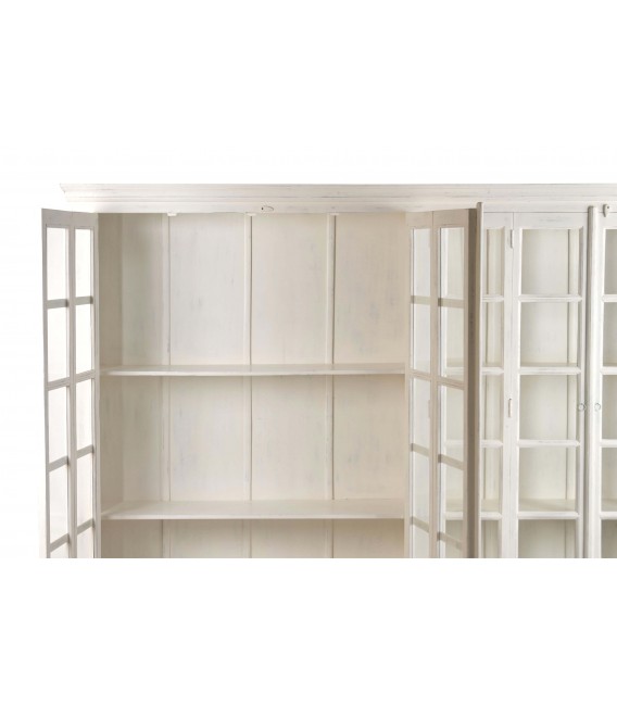 Vitrina colonial blanca muy grande con puertas de cristal y madera. 3