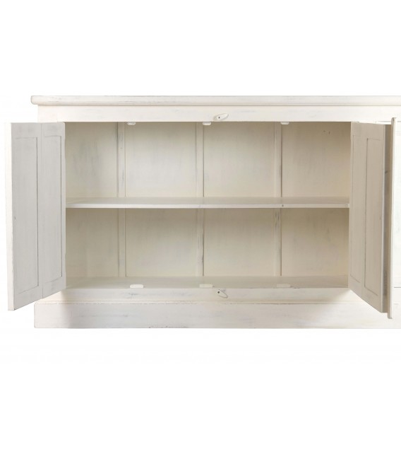 Vitrina colonial blanca muy grande con puertas de cristal y madera. 8