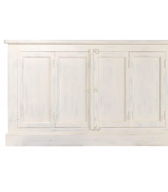 Vitrina colonial blanca muy grande con puertas de cristal y madera. 6