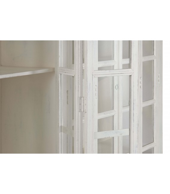 Vitrina colonial blanca muy grande con puertas de cristal y madera. 4