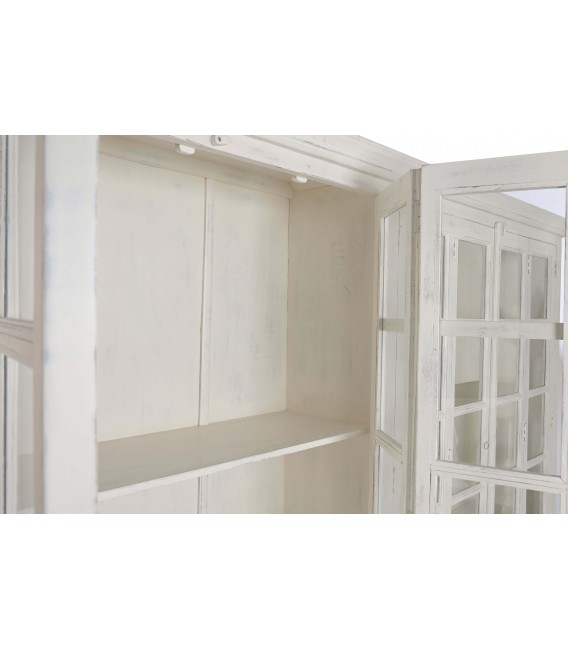 Vitrina colonial blanca muy grande con puertas de cristal y madera. 5
