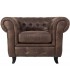 Butaca Chester clásica tapizada en polipiel marrón envejecida. 2
