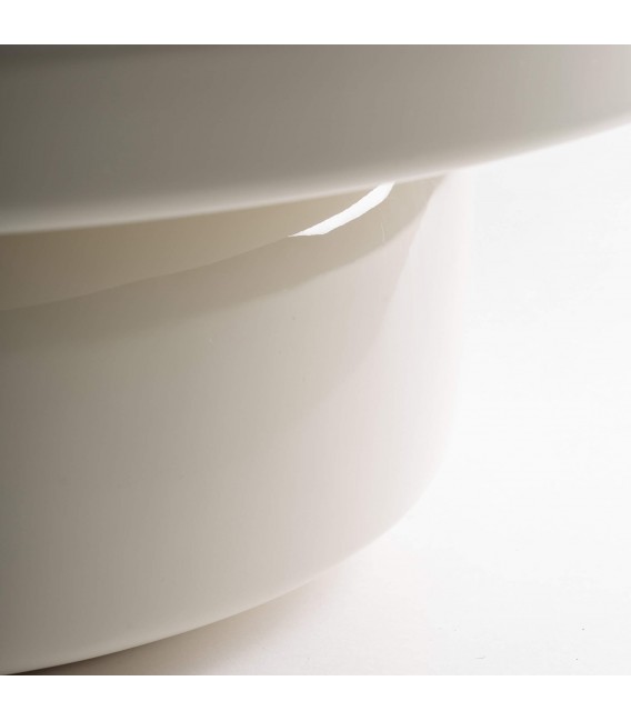 Mesa de centro moderna redonda crema brillo, diseño exclusivo. 3