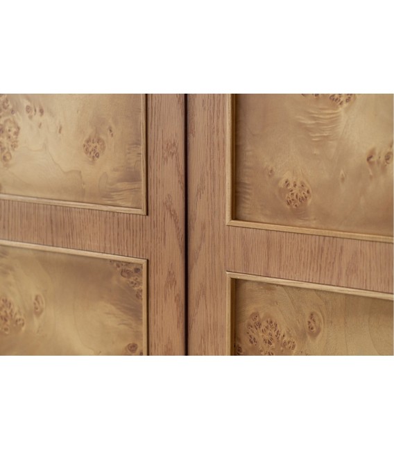 Aparador boho grande de madera roble tostado con 4 puertas. 5