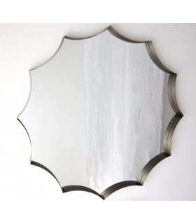 Espejo XL art decó metal dorado viejo y cristal plata elegante.